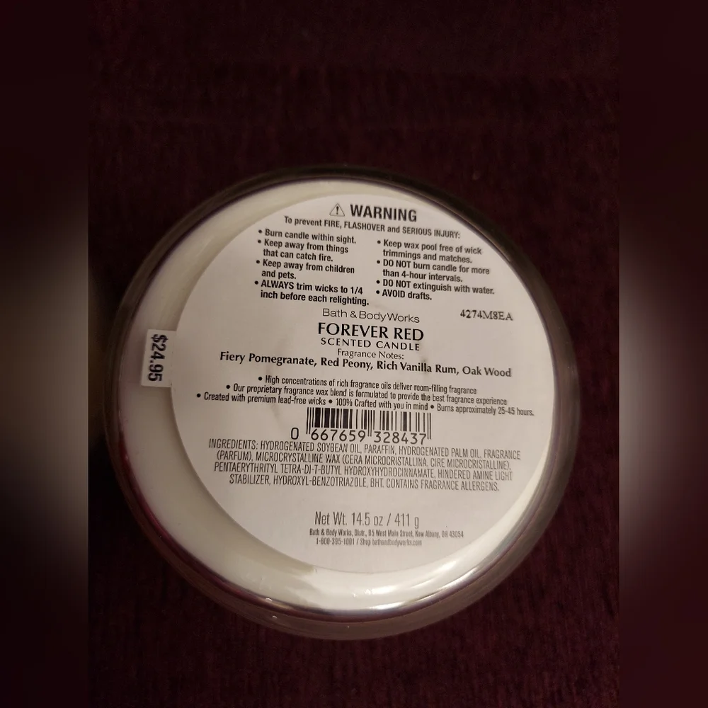 Forever red candles by bath and body works